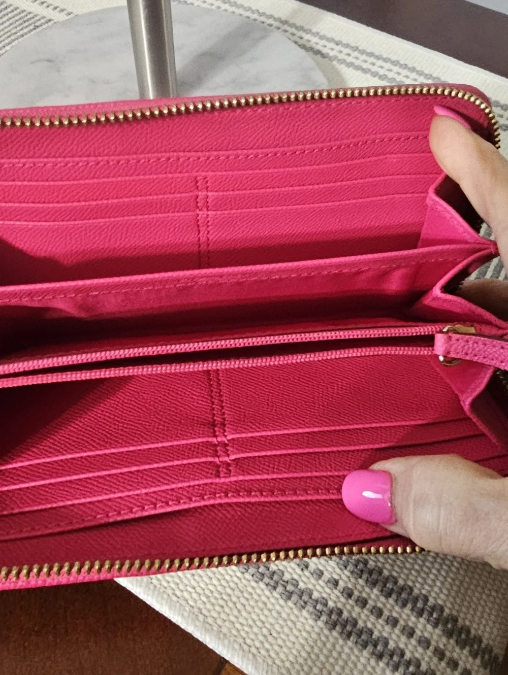 Coach Signature Canvas Wristlet with Pink Trim